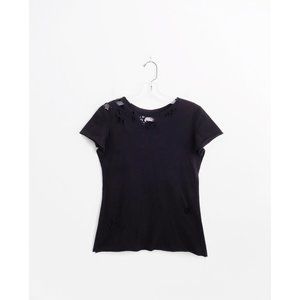 Greg Lauren Black Destroyed Cotton Tee Shirt 0 XS
